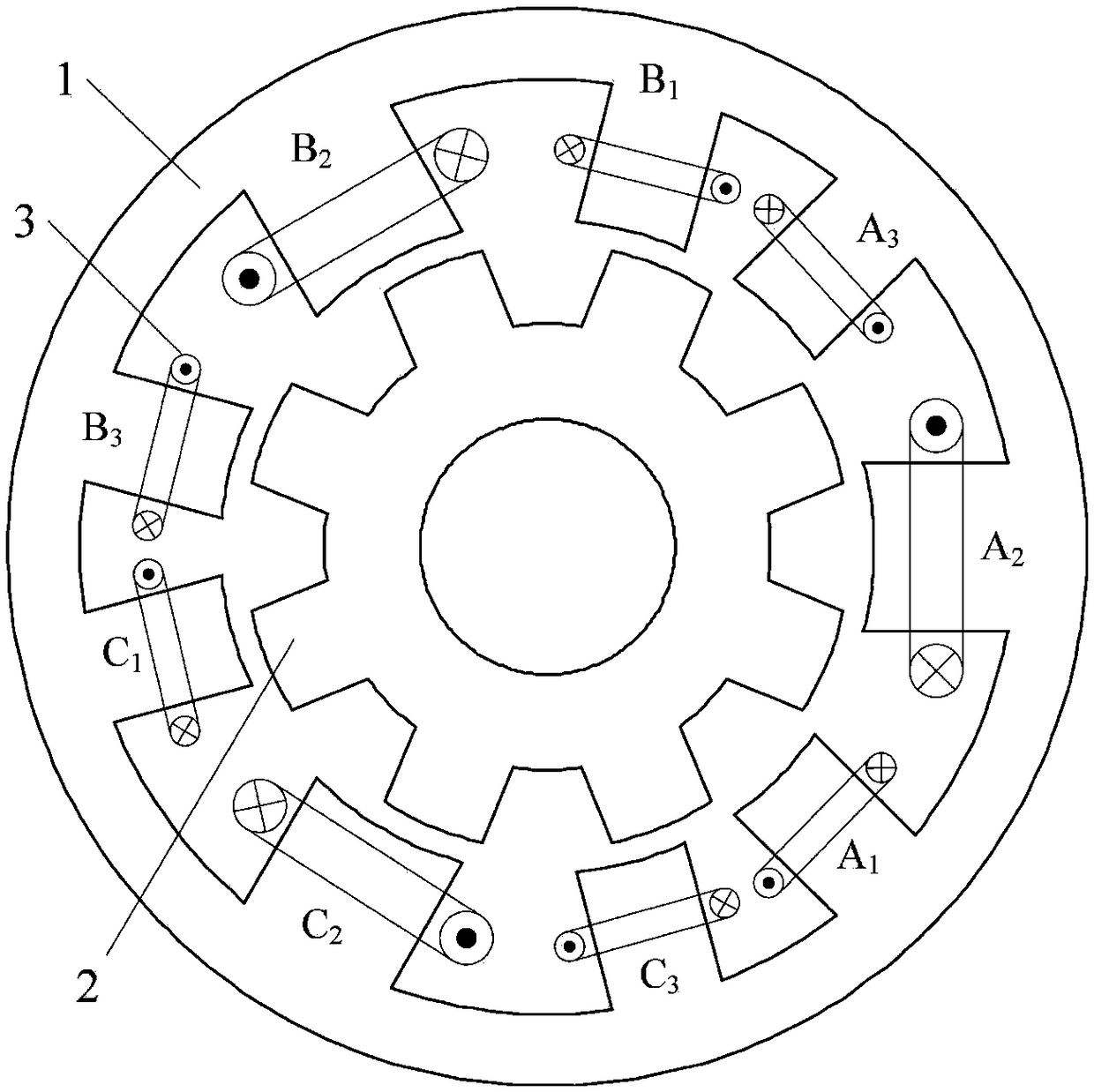 9/8-pole switched reluctance motor