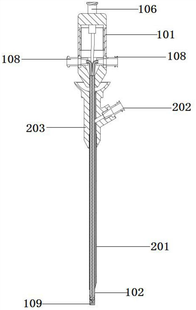 Combined structure of ureteroscope catheter and ureter sheath