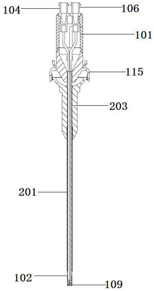 Combined structure of ureteroscope catheter and ureter sheath