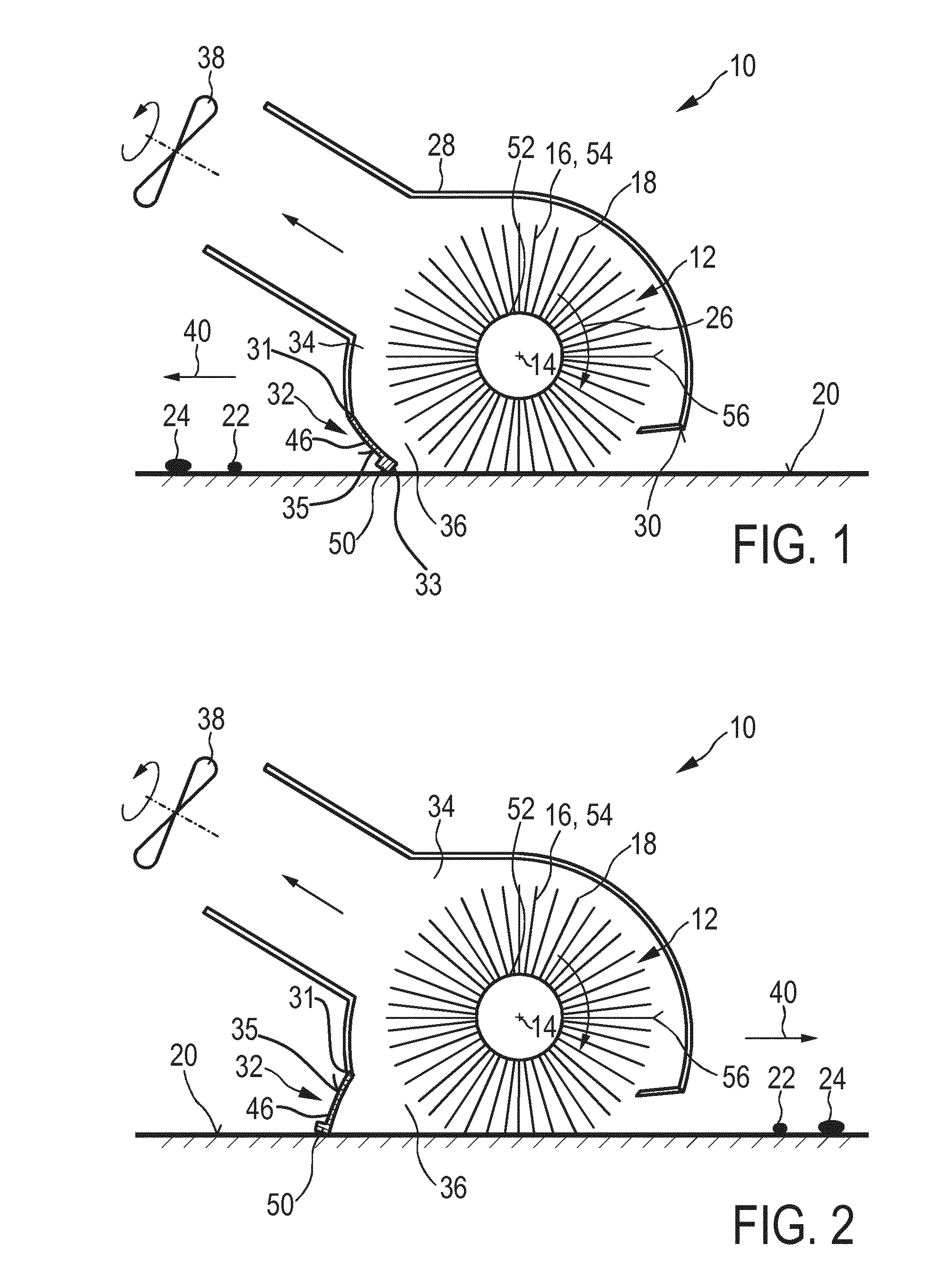 Nozzle arrangement with brush and squeegee