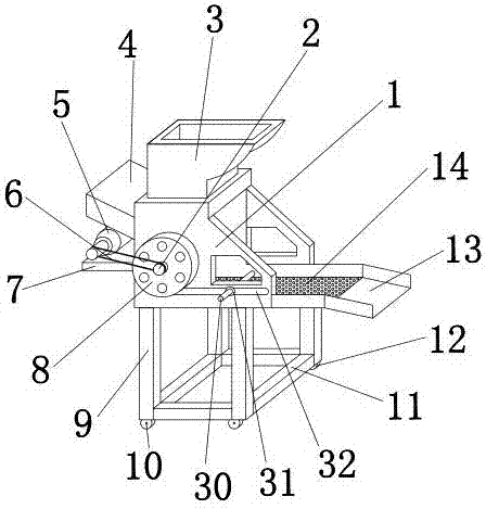 Husking device for wood of shinyleaf yellowhorn through vibrating separation