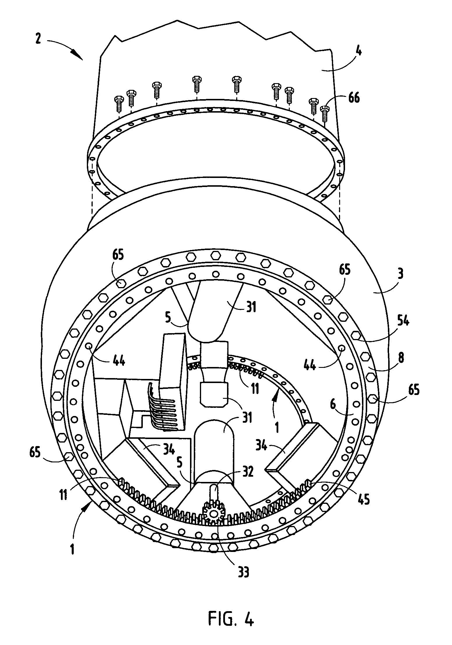 Wind turbine pitch bearing and method