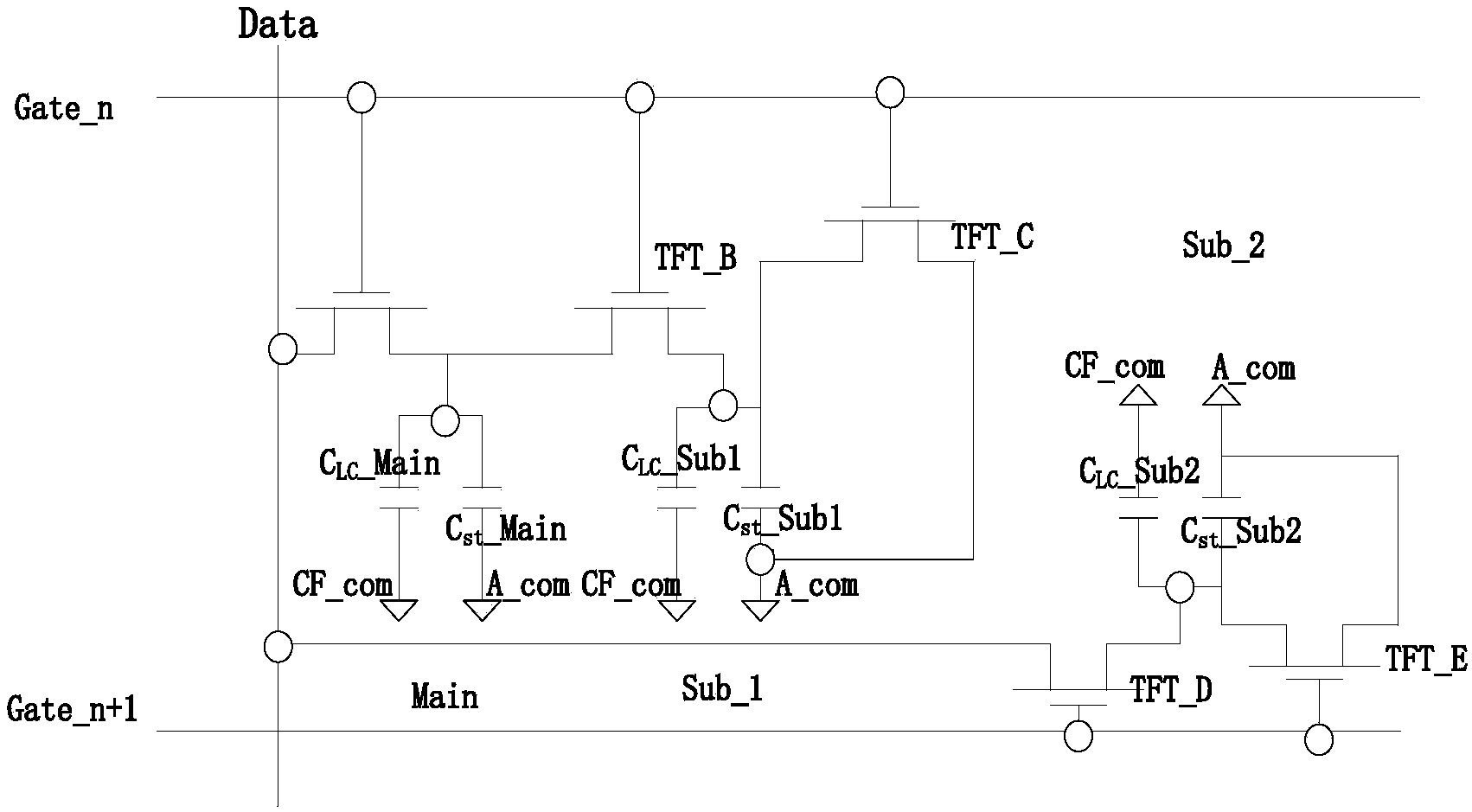 Display panel, and pixel structure and driving method thereof