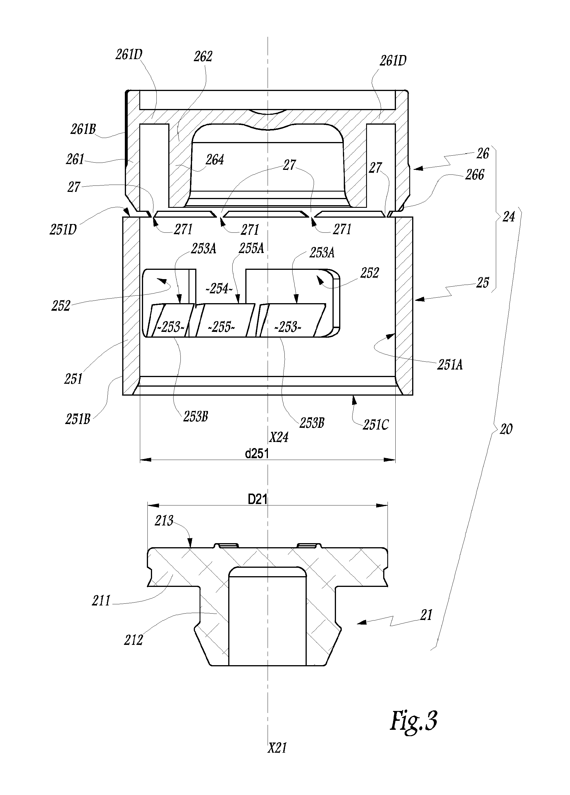 Stopping device and container comprising such a device