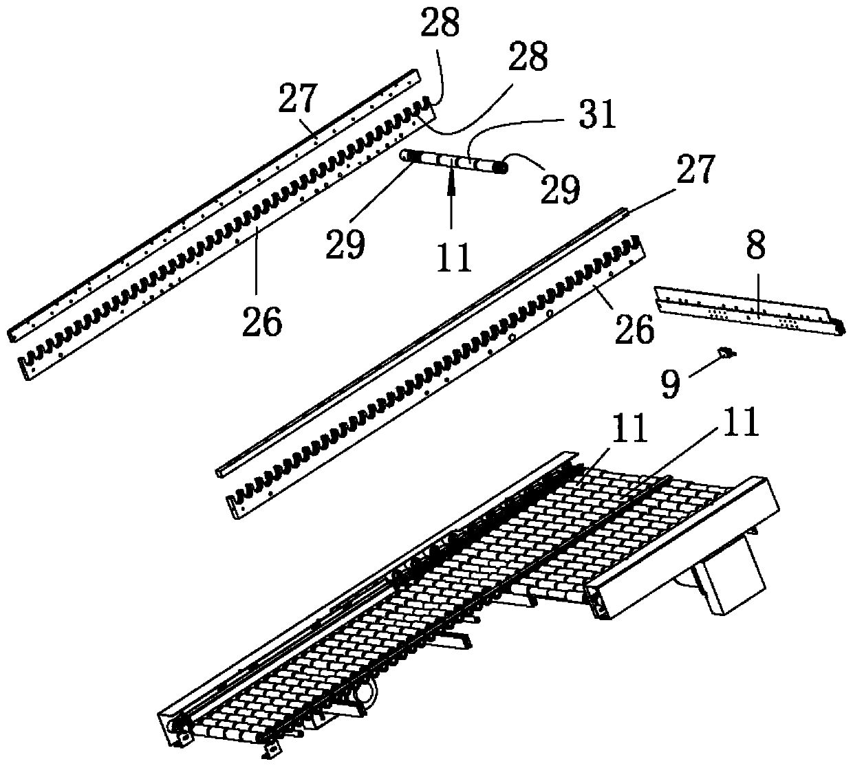 Automatic plate taking and putting device with mechanical arms matched with code reading