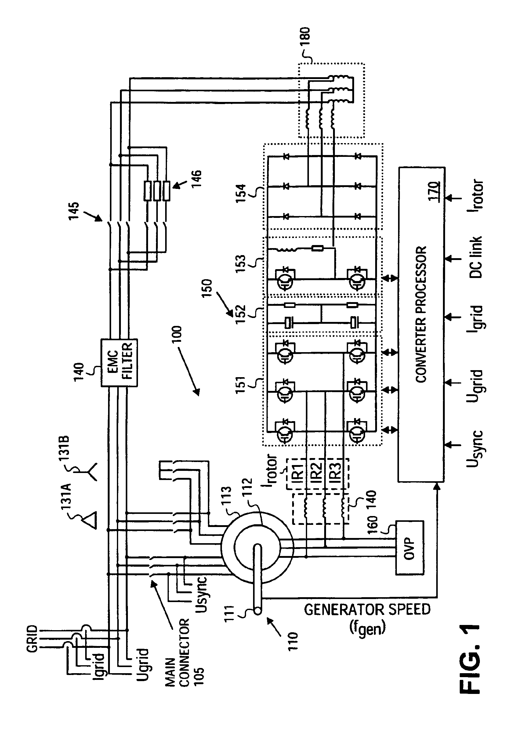 Variable speed wind turbine having a passive grid side rectifier with scalar power control and dependent pitch control