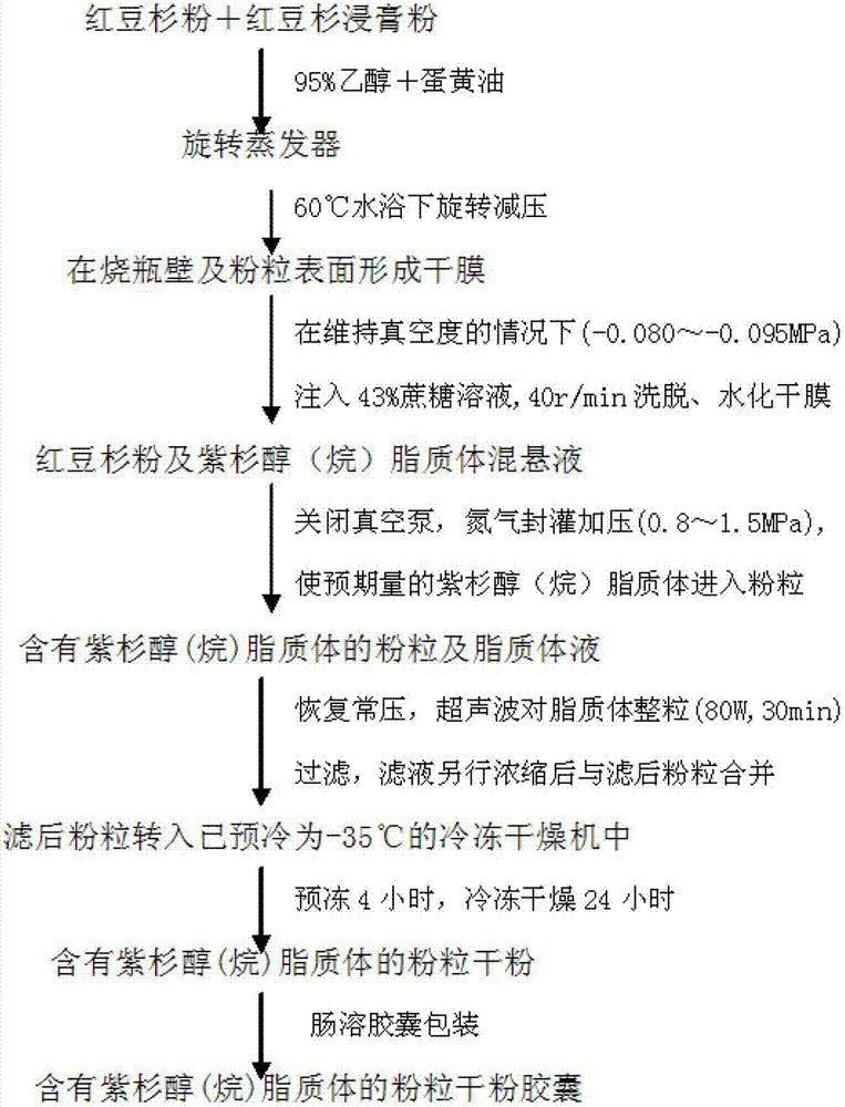 Stir-frying technology for Chinese yew powder rich in paclitaxel liposome by using membrane-ultrasonic wave dissolving technique