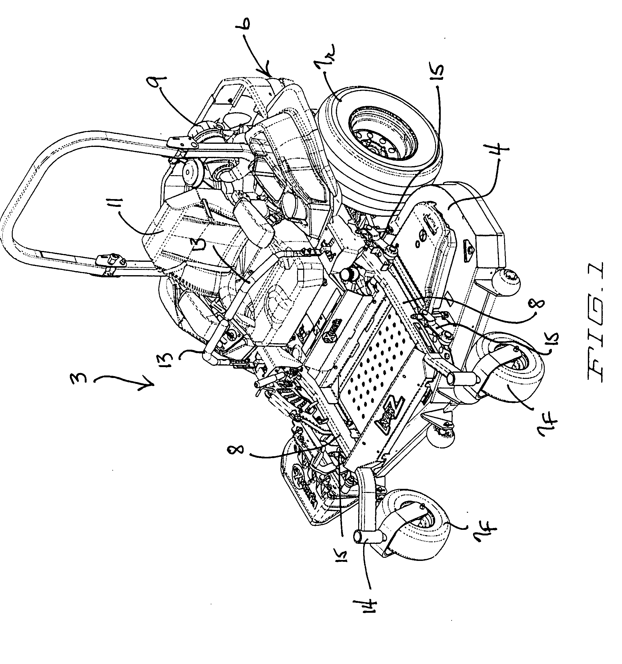 Propulsion and stabilization struts for mower cutting deck