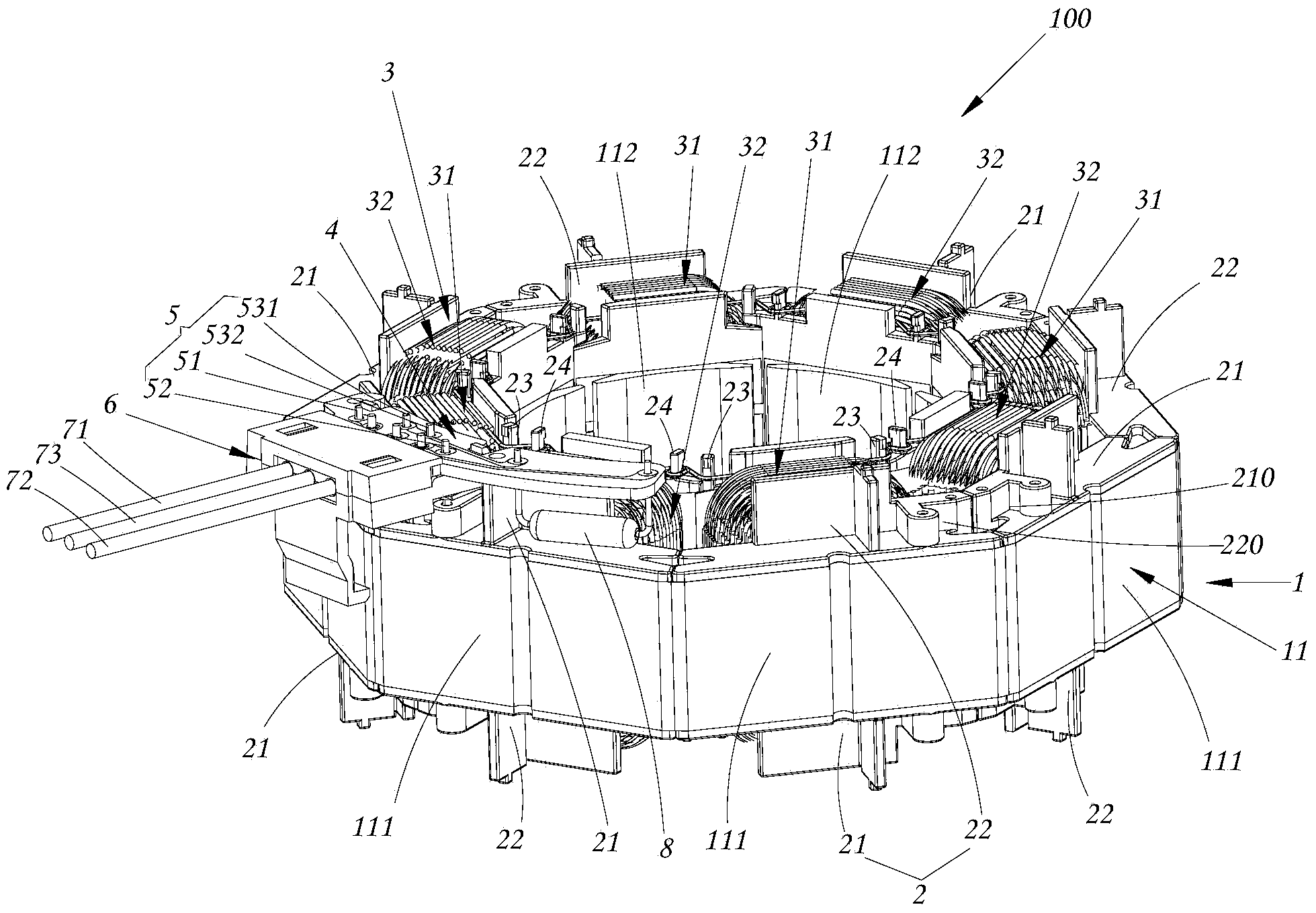 Motor stator assembly and assembling method thereof, and motor