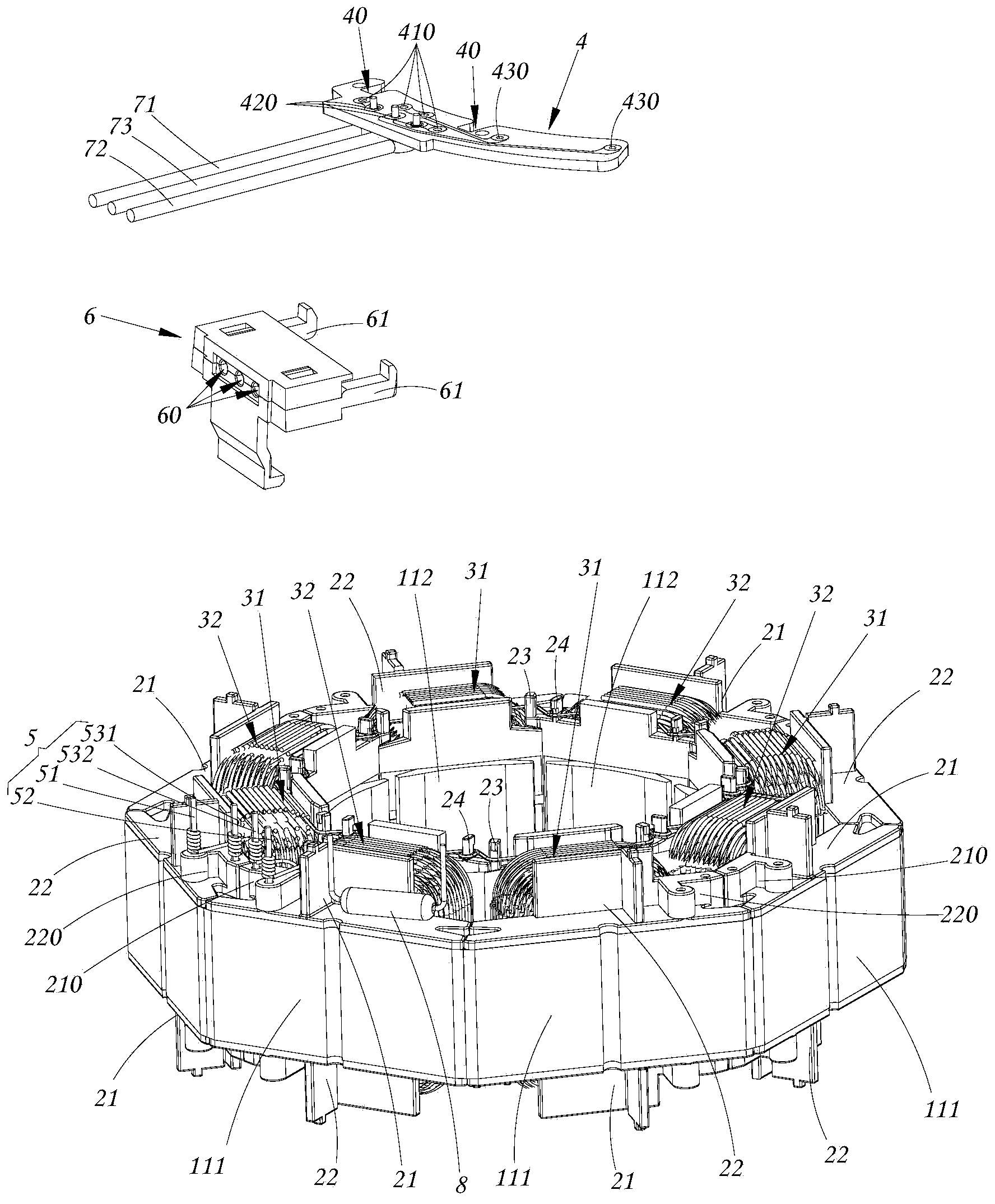 Motor stator assembly and assembling method thereof, and motor