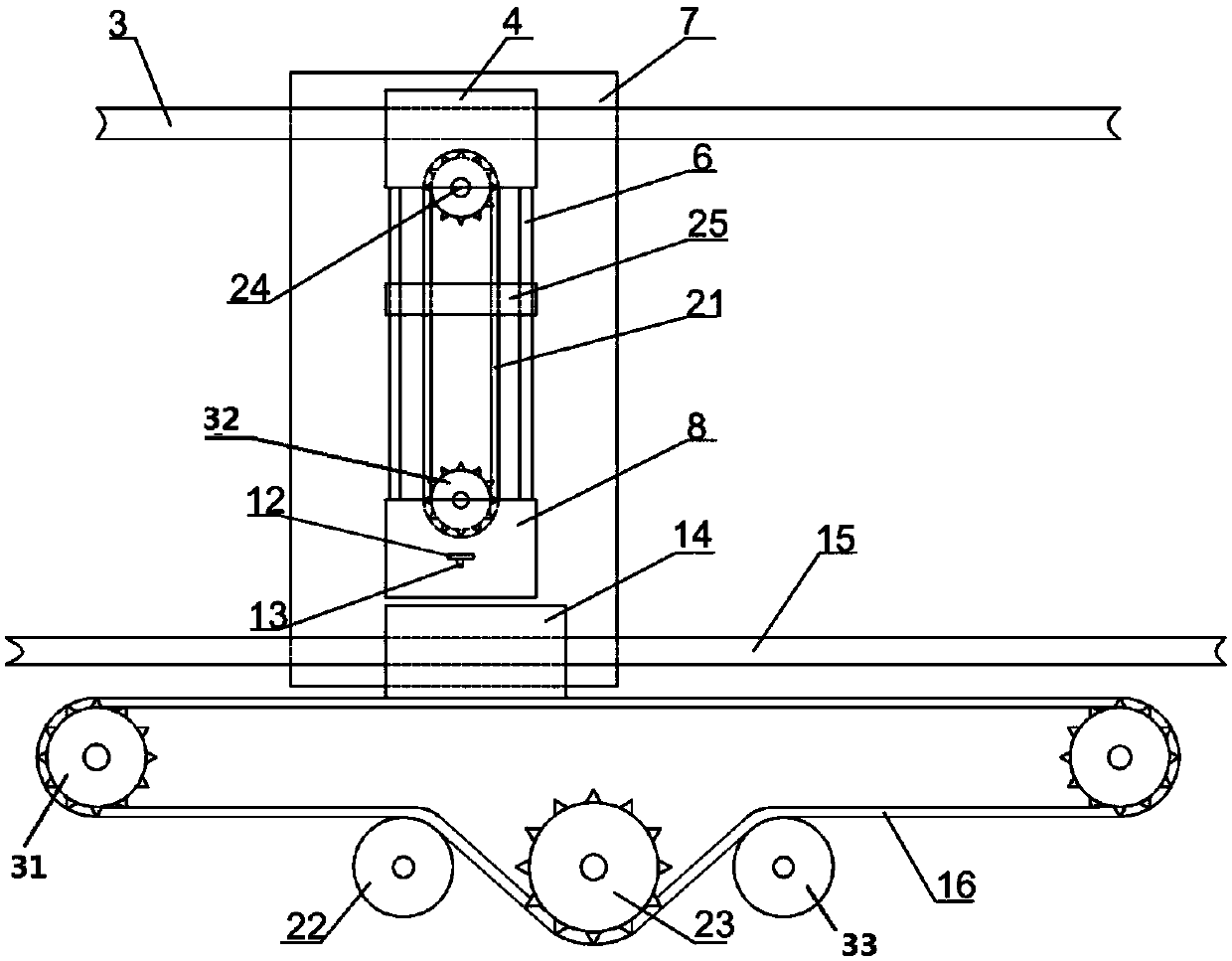 Biological tissue dehydration device based on chain transmission and dehydration method thereof