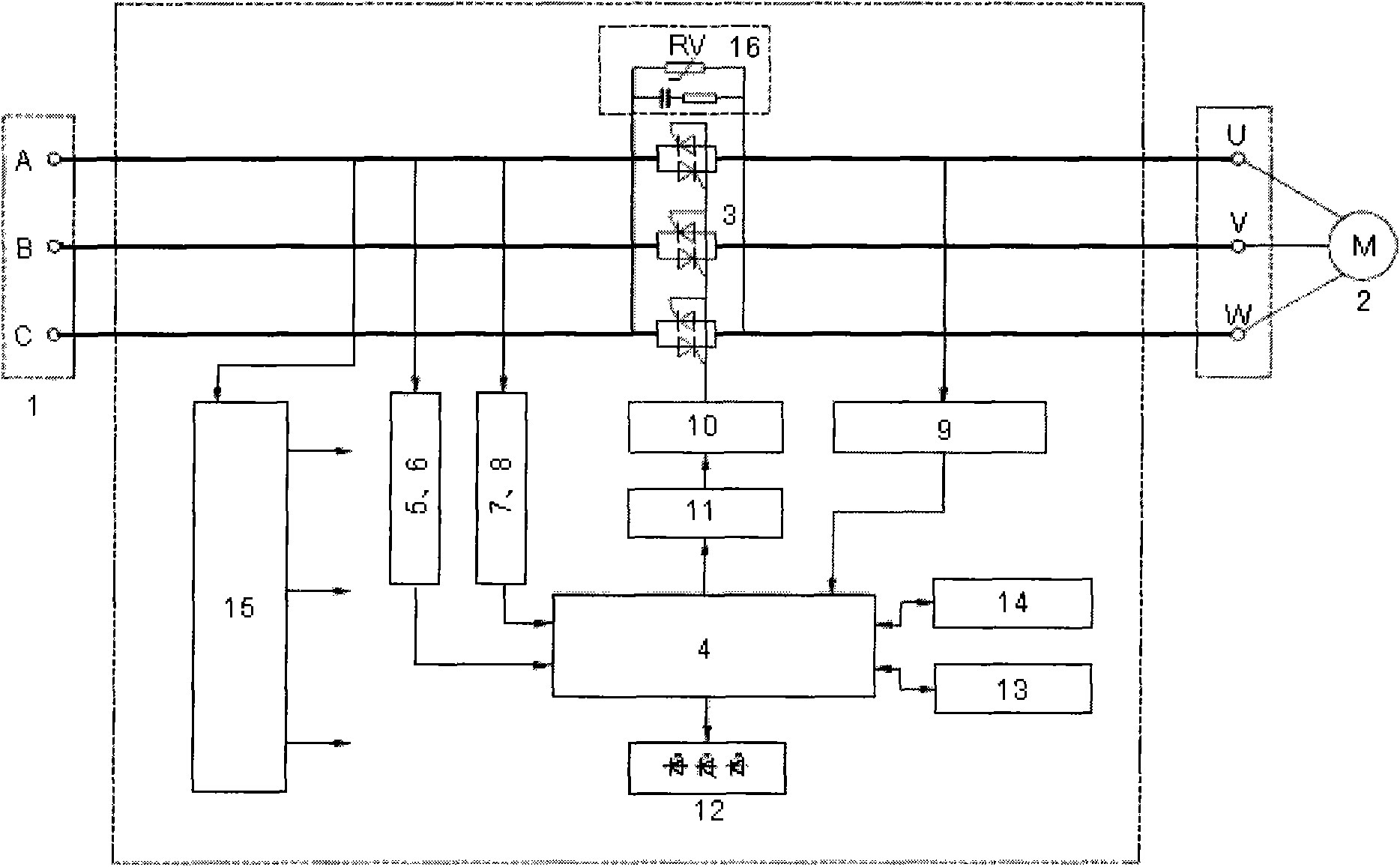 Fool type self-learning motor soft on-off control device