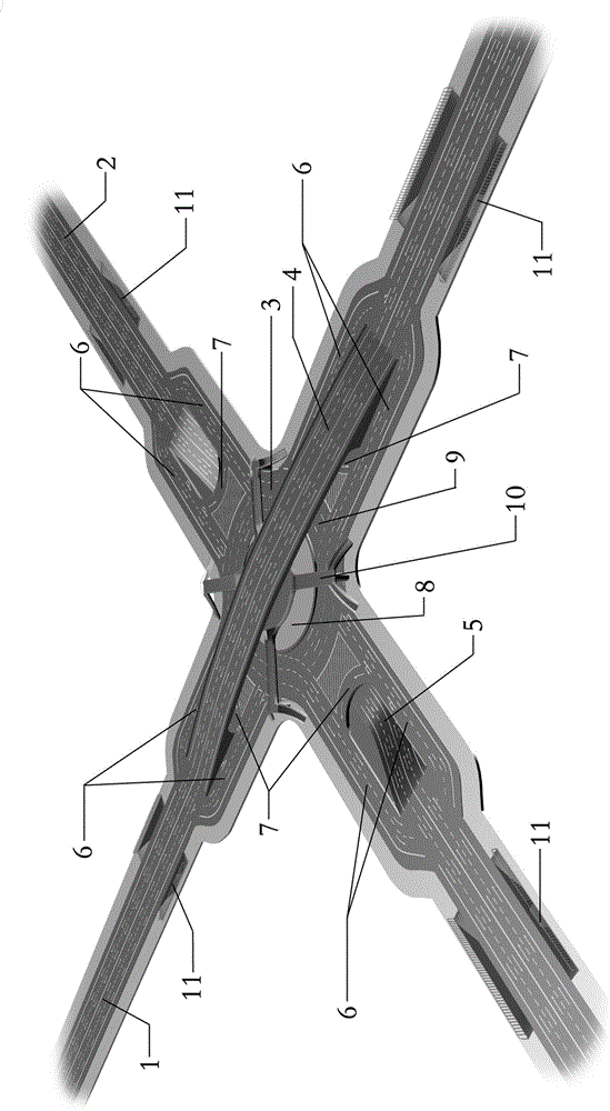 Crossroad structure without traffic lights