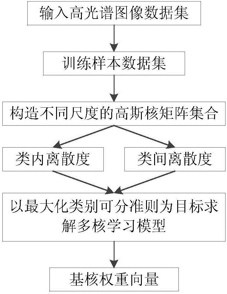 Hyperspectral image classification multi-kernel learning method capable of maximizing class separability