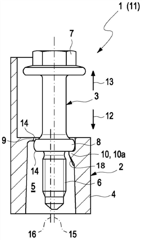 Fastening device, component comprising fastening device, and method for pre-assembling fastening device