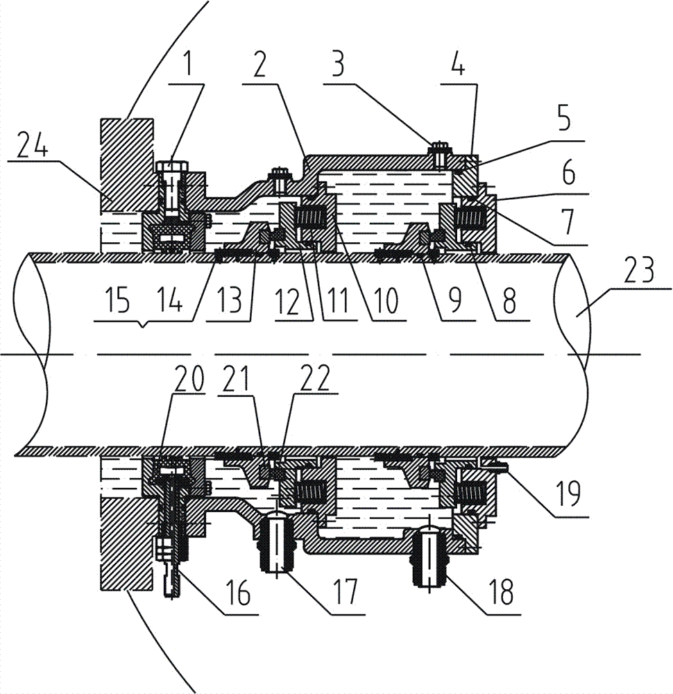 Water lubrication deep-water passive dual-end-face stern shaft tube sealing device