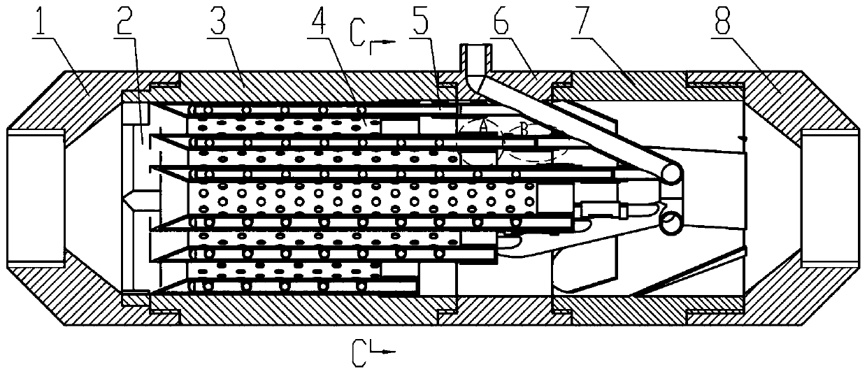 Interlayer-type weak-flow fluctuation online mixing apparatus