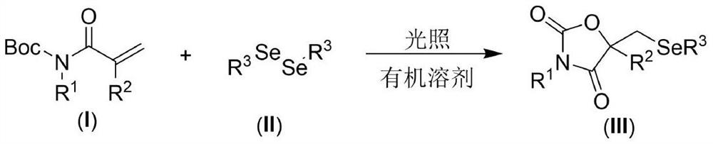 Visible light promoted synthesis method of seleno oxazolidine-2. 4-diketone