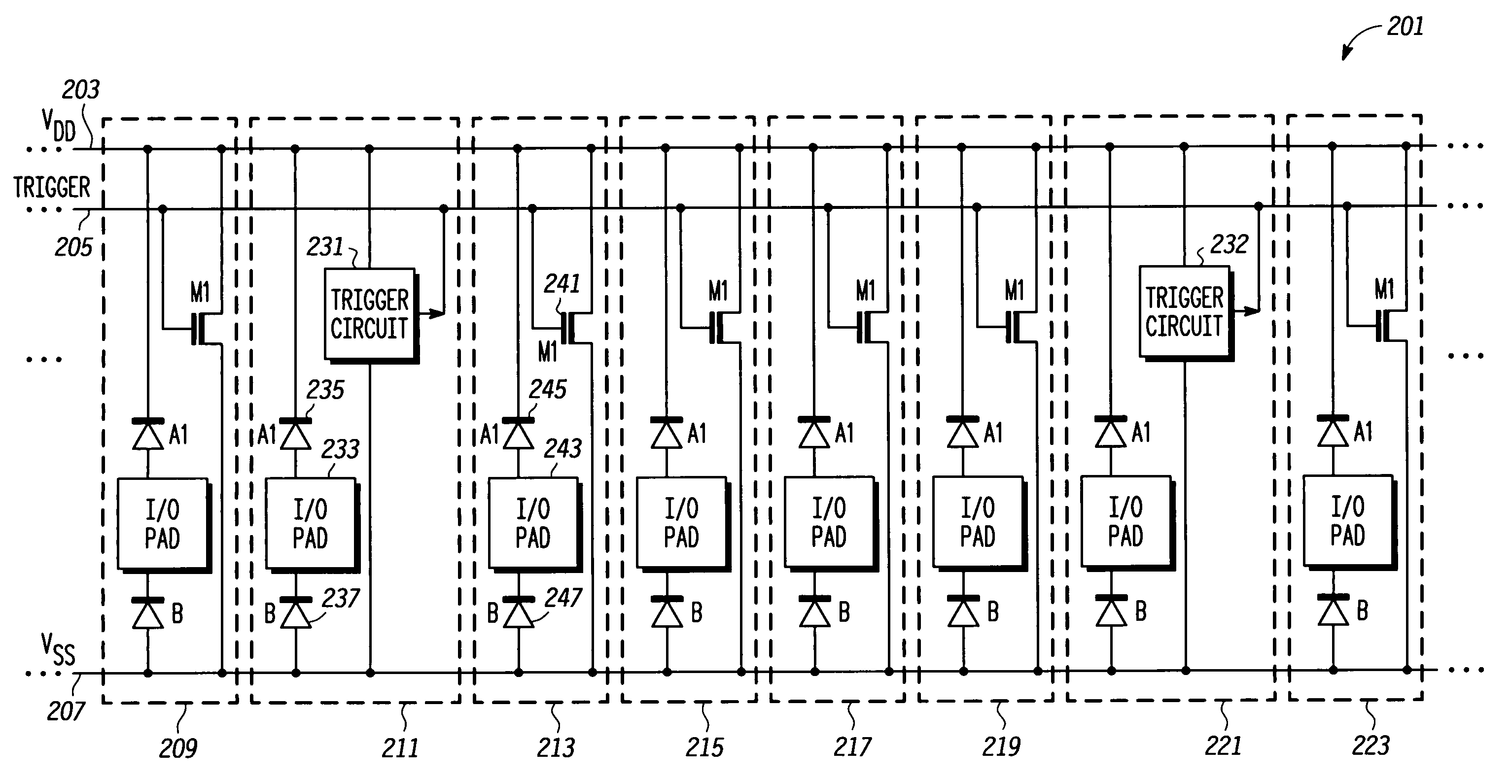 I/O cell ESD system