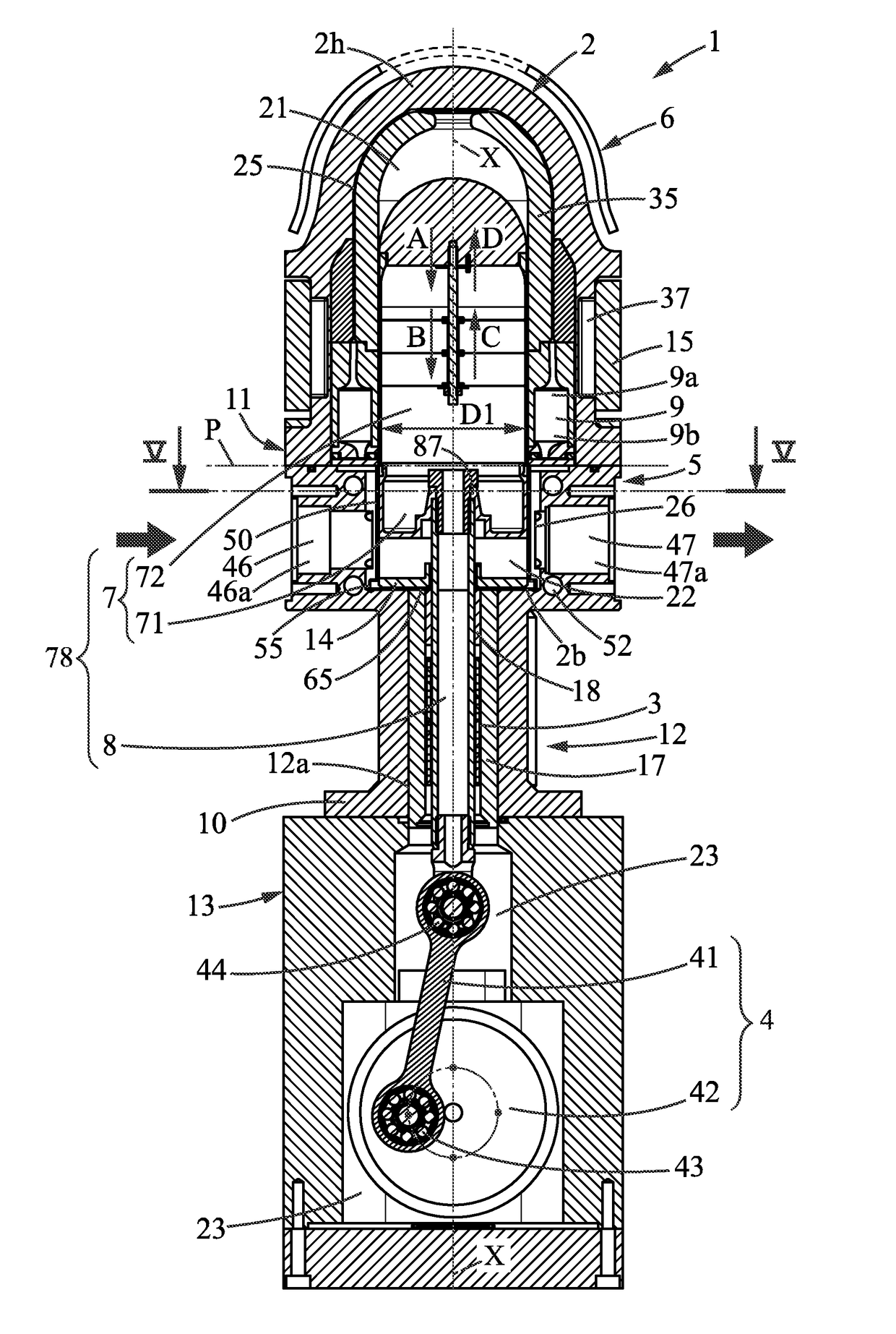 Device for thermal compression of a gaseous fluid