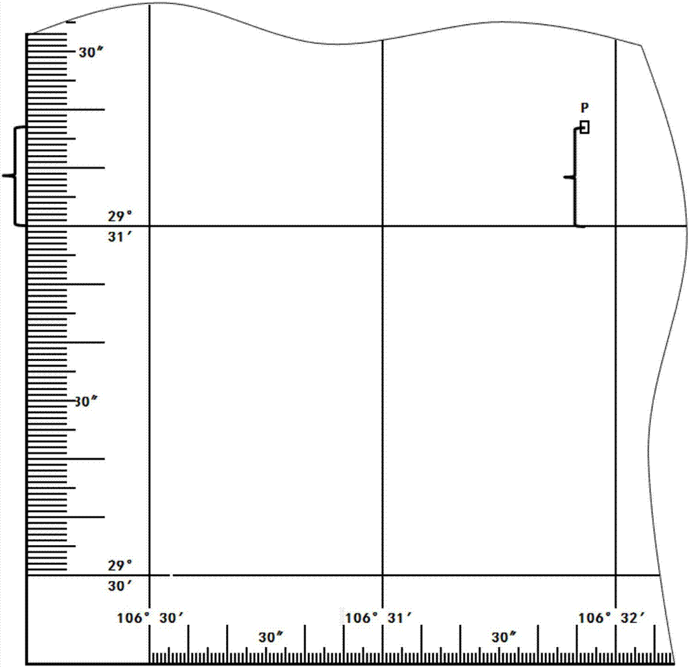 Geographic coordinate in large scale map application and measurement method and map for implementing same method