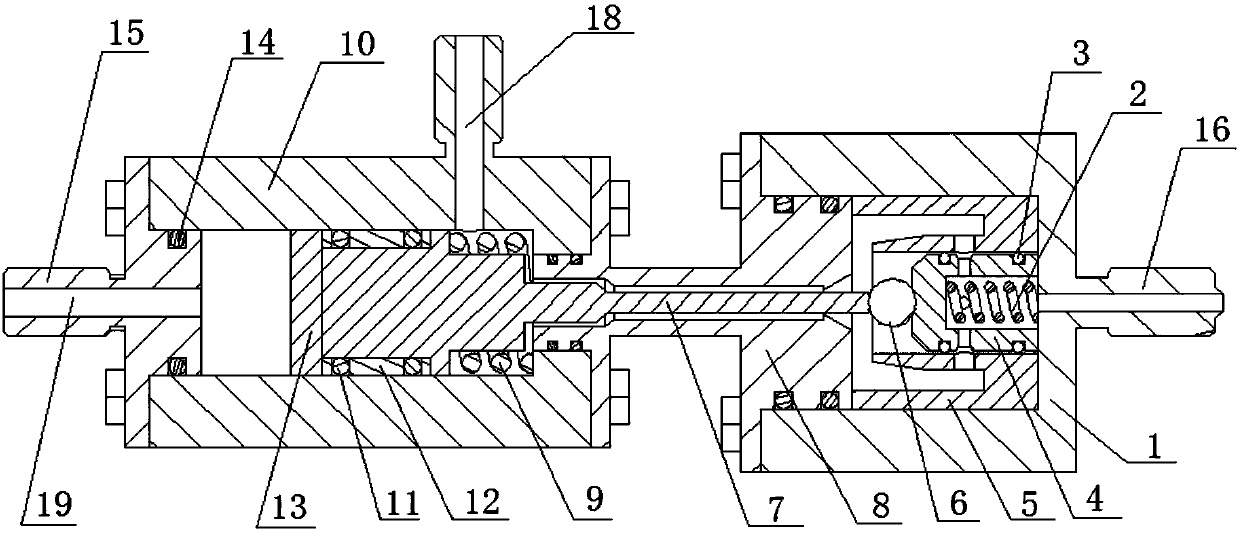 A hydraulic/pneumatic high pressure relief valve