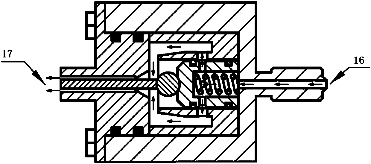 A hydraulic/pneumatic high pressure relief valve