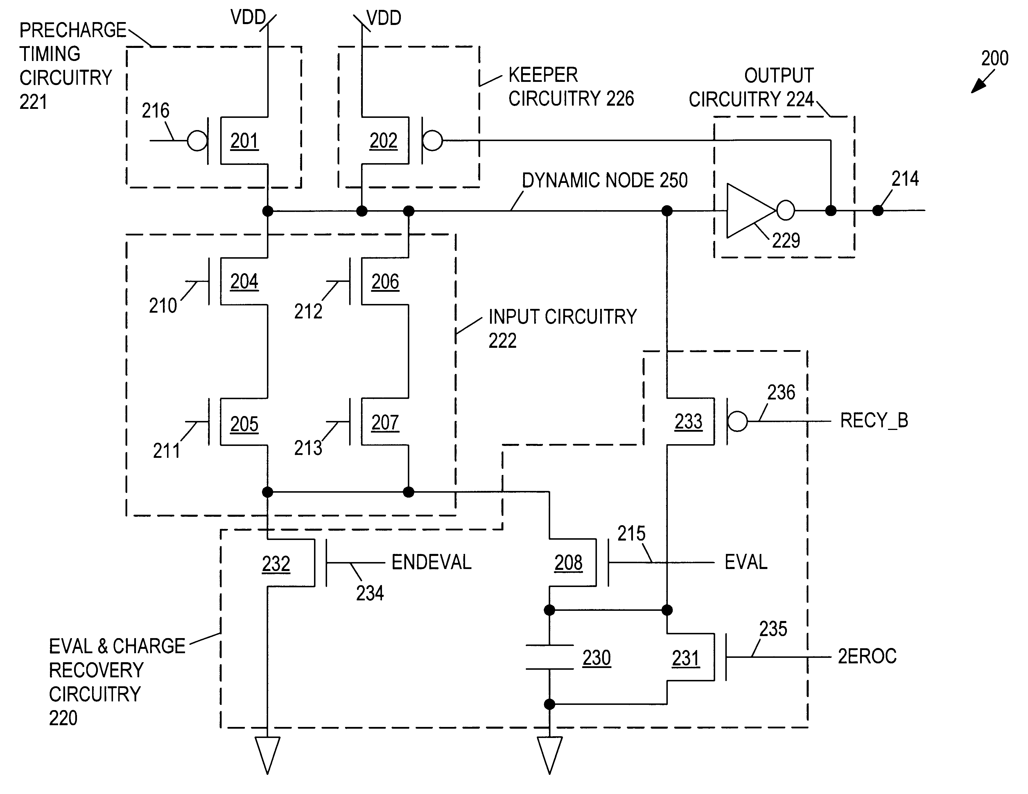 Charge recovery for dynamic circuits