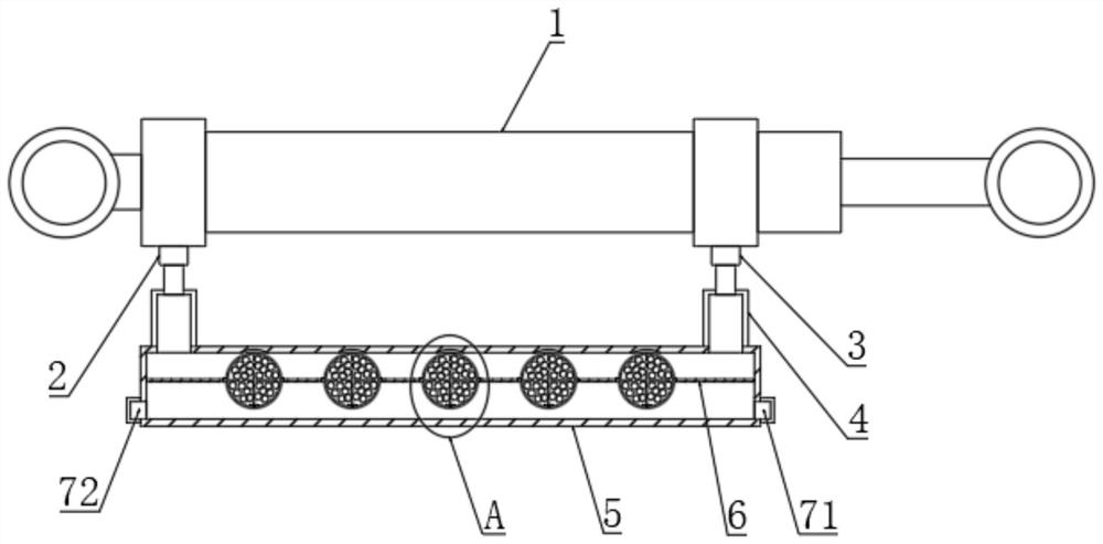 Oil filtering and cooling device for hydraulic oil cylinder