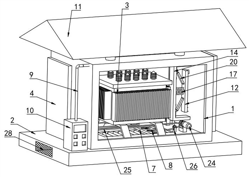 Protective transformer convenient for cooling and heat dissipation