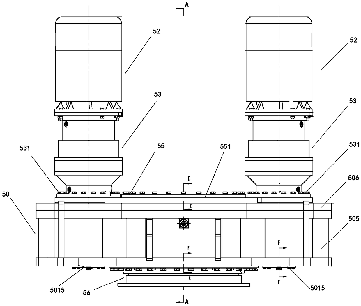 Lower driving head of dual-power drilling machine