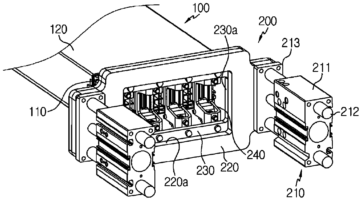 Auto-pressing jig apparatus for pressing electrode lead to busbar