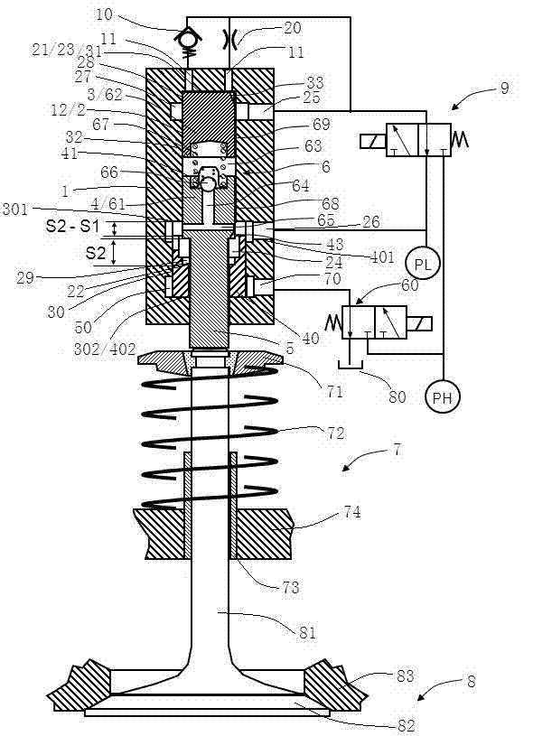 Driver with hydraulic tappet