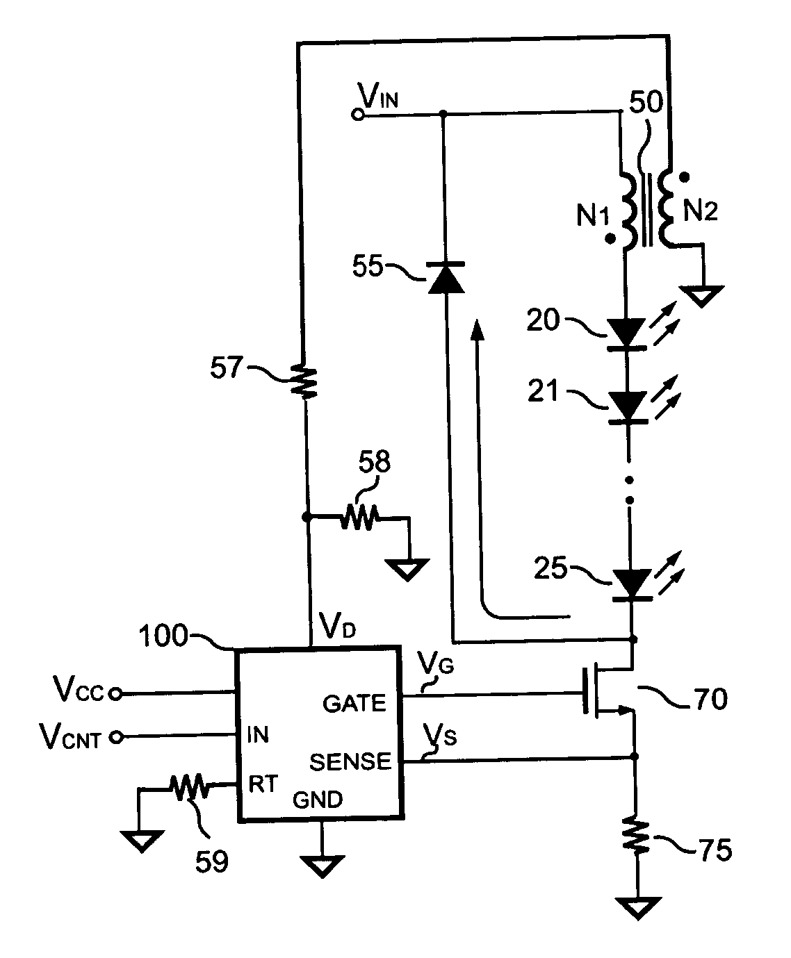 Switching LED driver