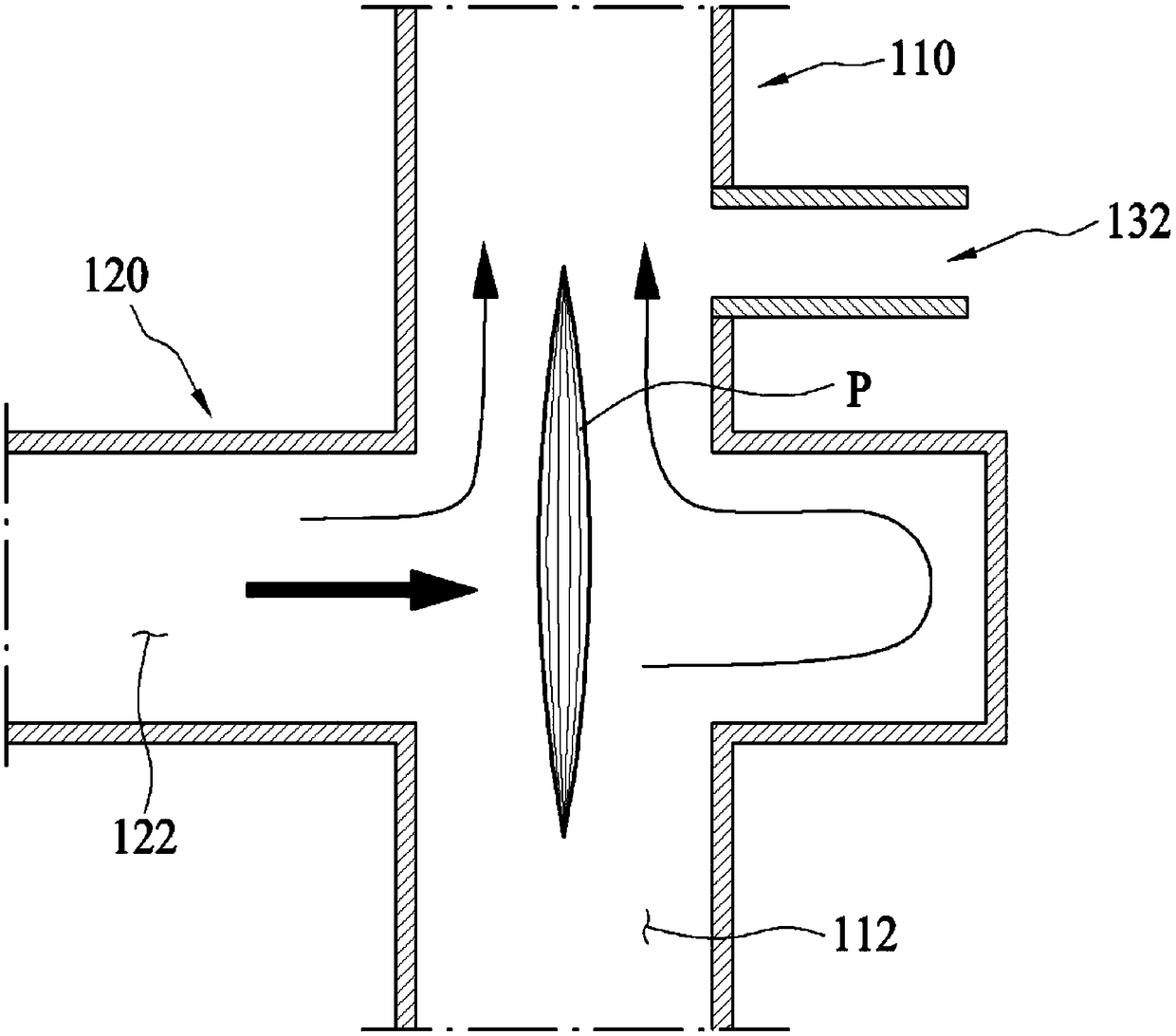 Plasma torch equipped with waveguide in which swirl flow collapses gas supply part