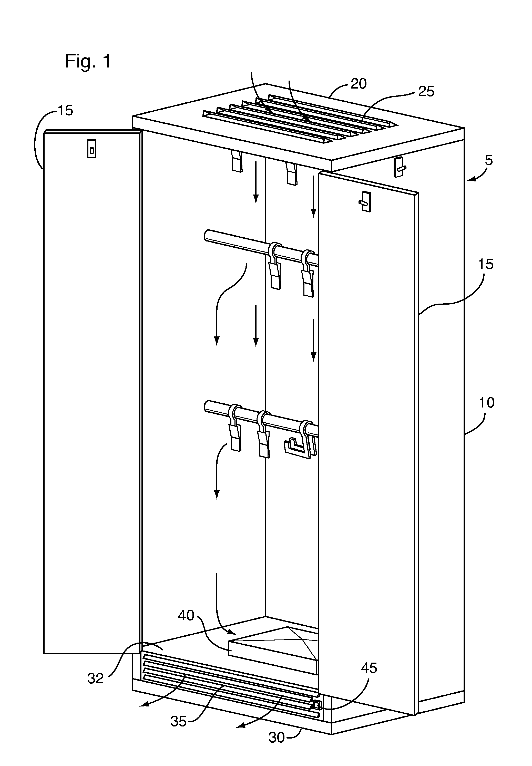 Drying cabinet for clothing and sports equipment