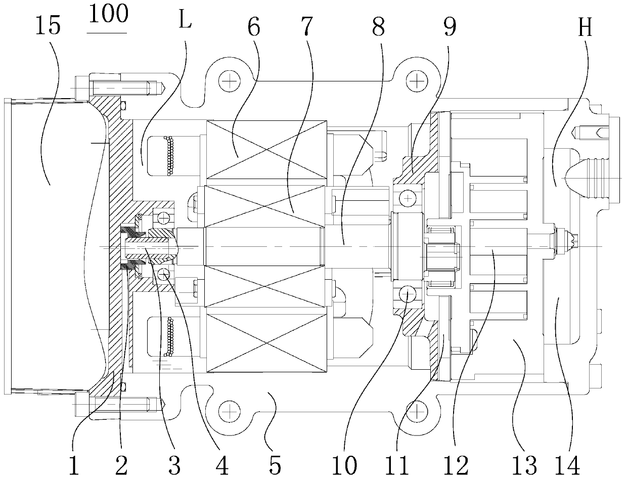 A horizontal scroll compressor