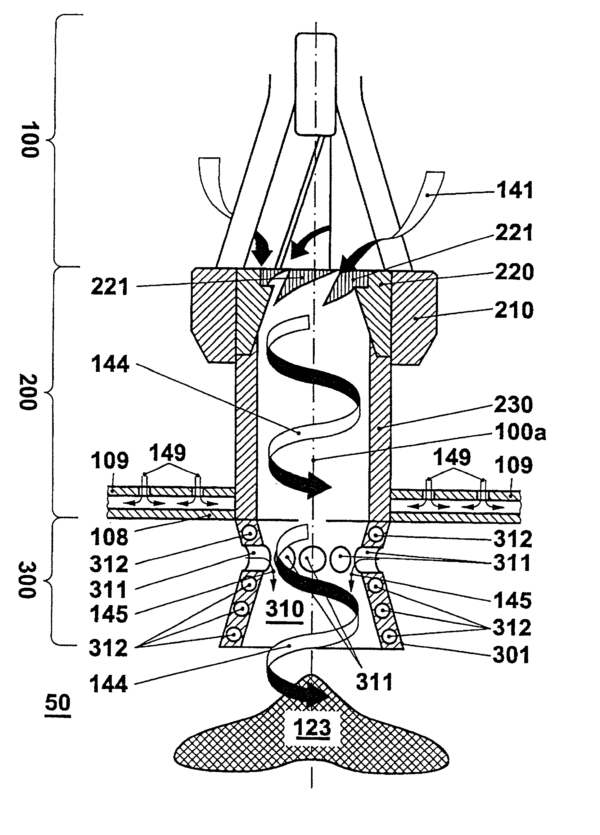 Burner with high flame stability