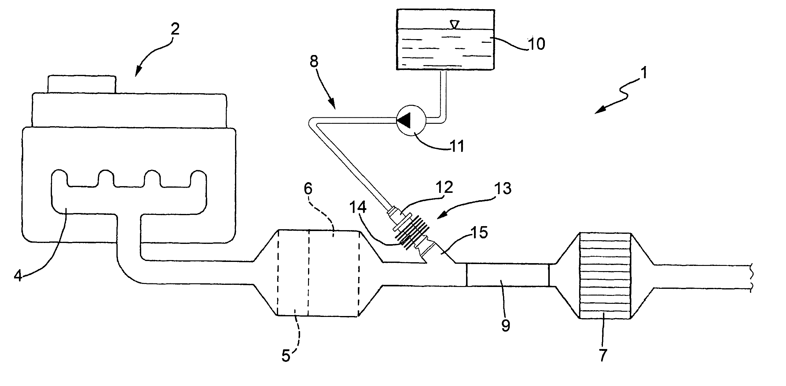 Mounting device for an injector in an exhaust system of an internal combustion engine