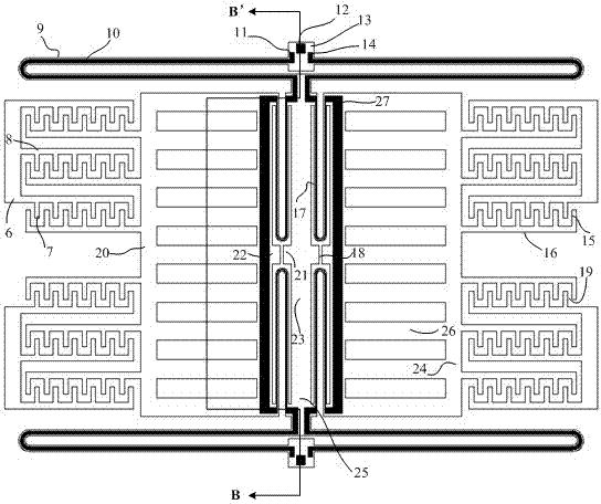 Micro inertial sensor with embedded transverse movable electrode