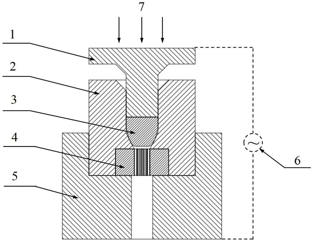 An electric field assisted titanium alloy micro-gear extrusion die and method thereof