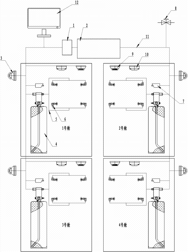 Intelligent fire-fighting system for ship, and fire-extinguishing method