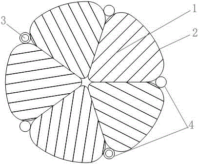 Round split conductor with internal optical fibers