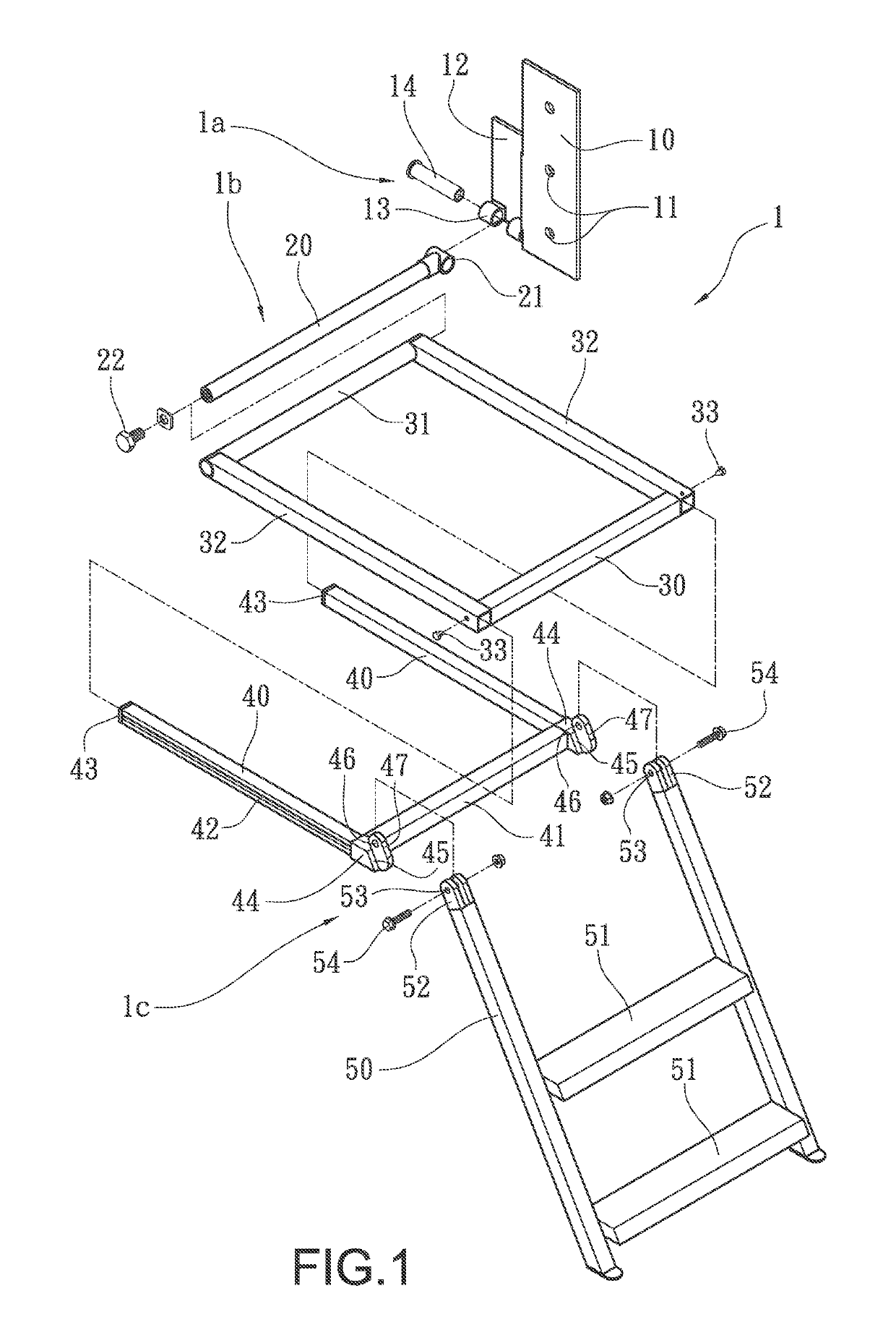 Foldable ladder structure for automobile cargo bed