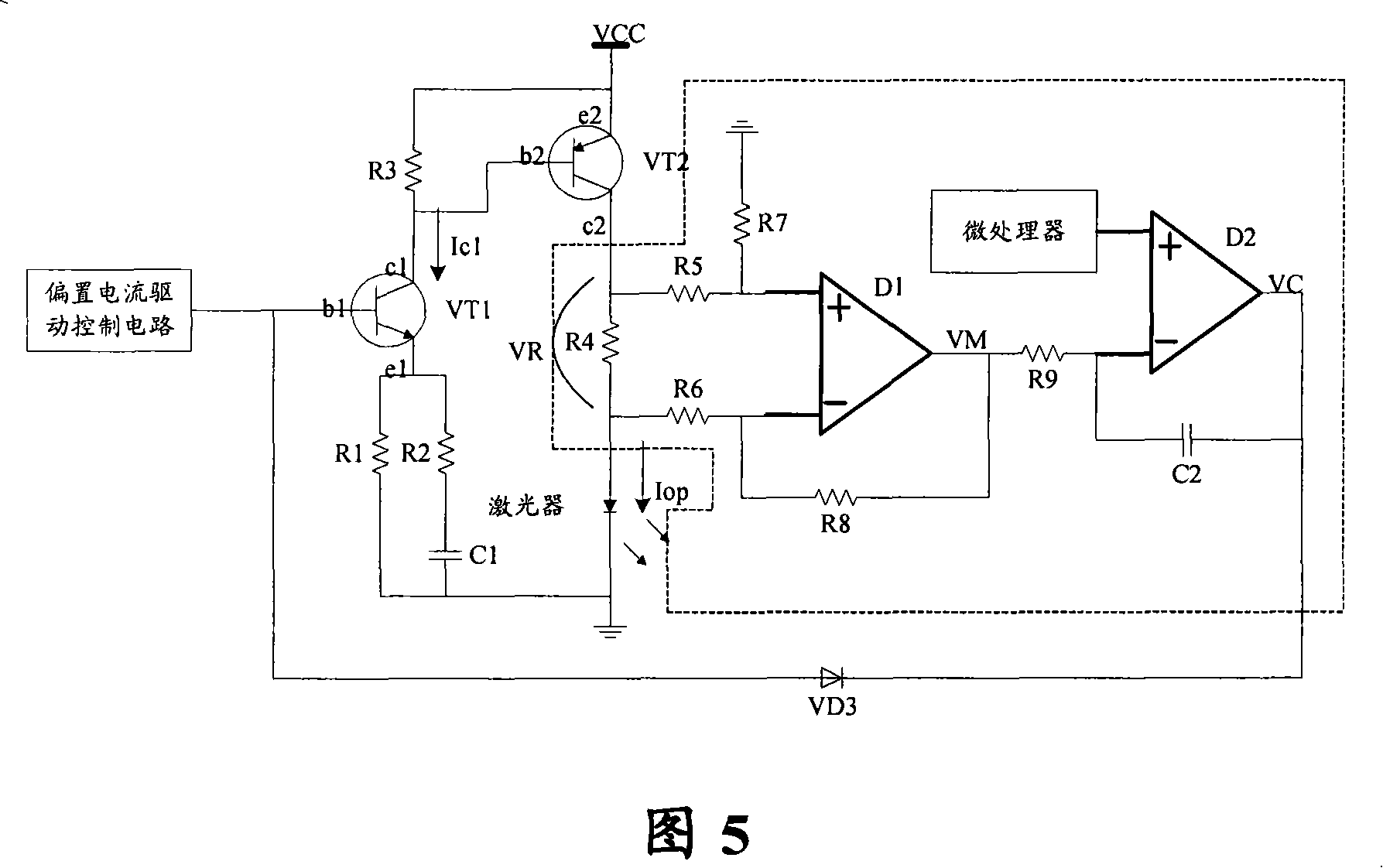 Laser bias current current limiting circuit