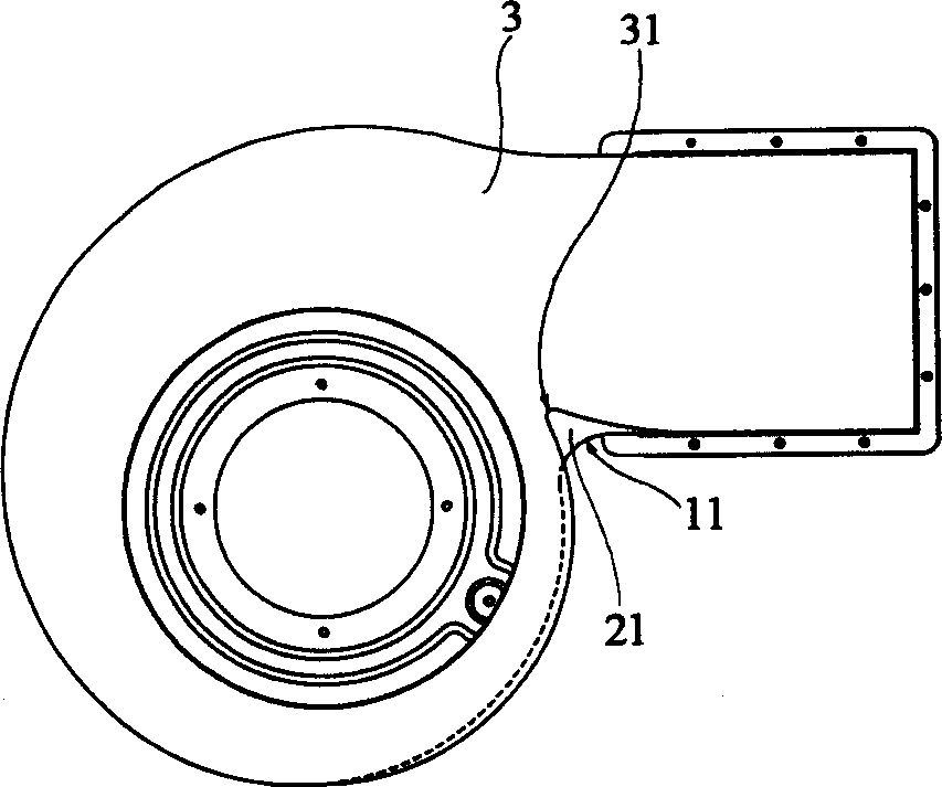 Blower volute structure of top-sucking kitchen ventilator