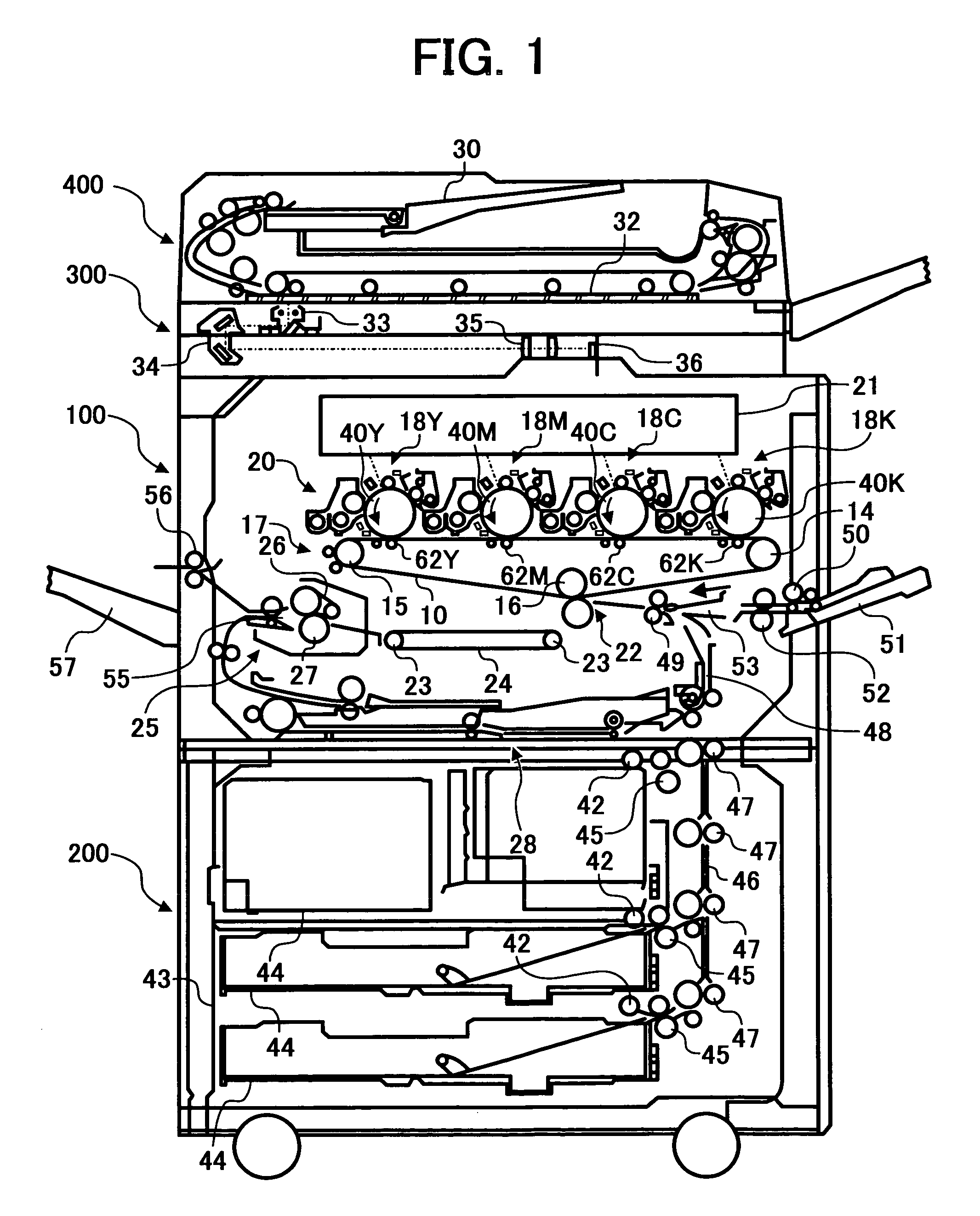 Intermediate image transfer device for a color image forming apparatus