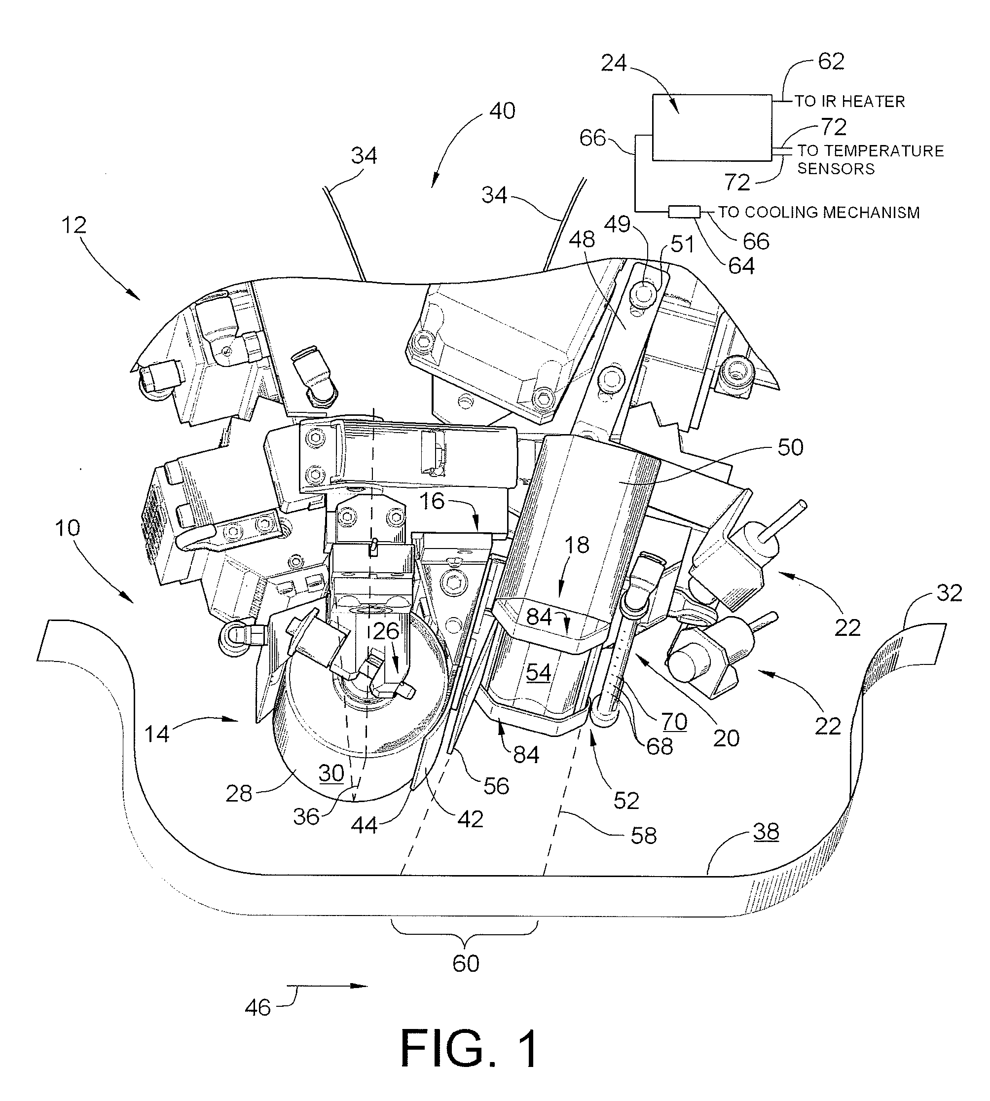 System and Method for Heating Carbon Fiber Using Infrared Radiation in a Fiber Placement Machine