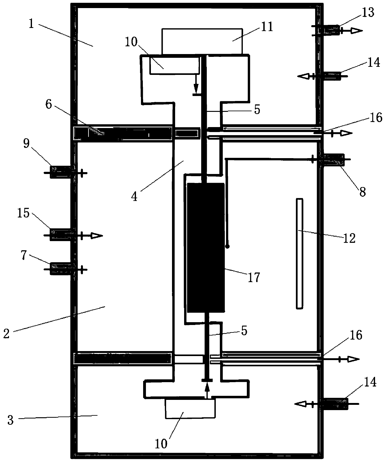 Device and method for testing moisture expansion coefficient of composite material under moisture supplementing condition