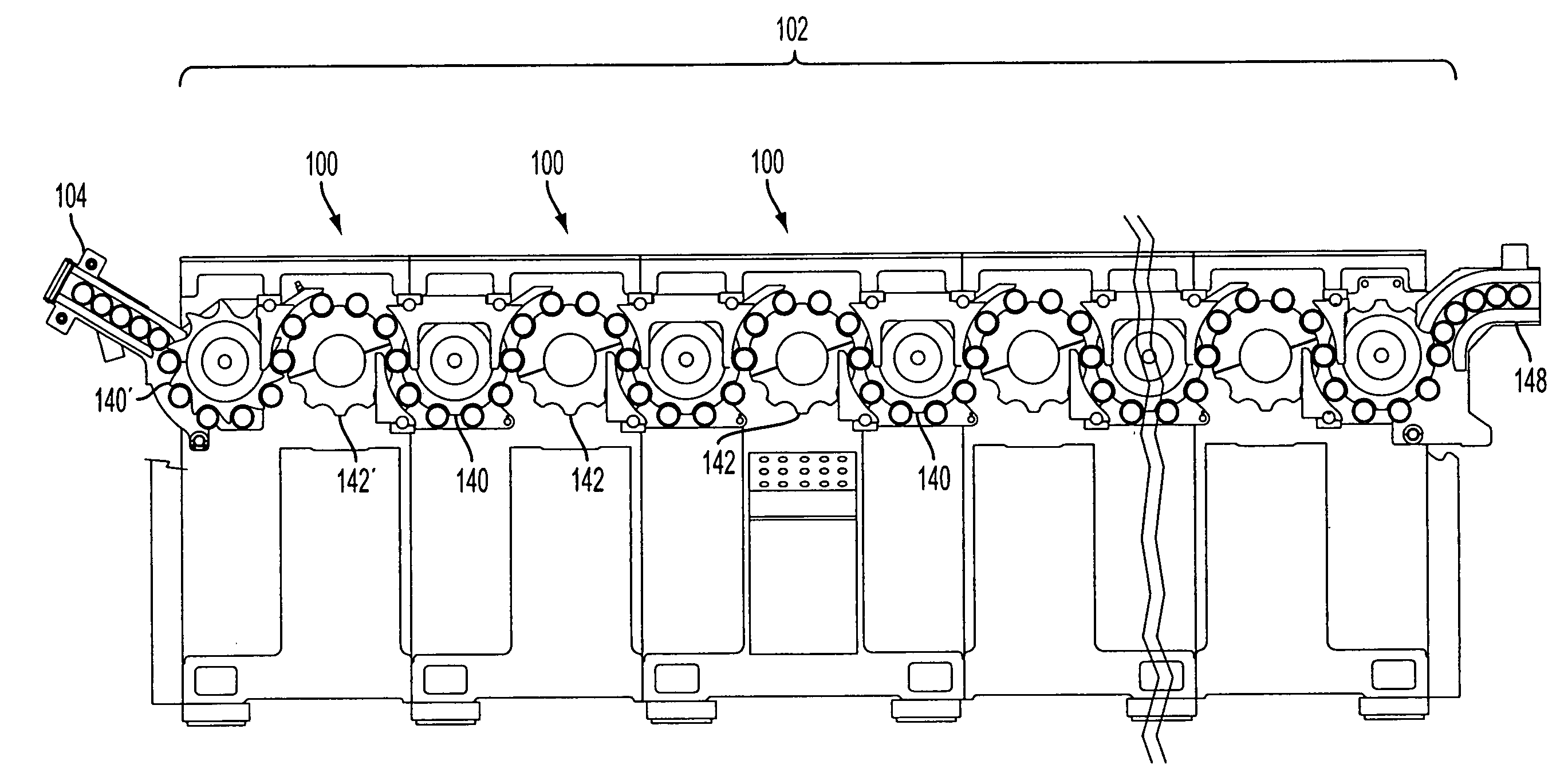 Quick change over apparatus for machine line